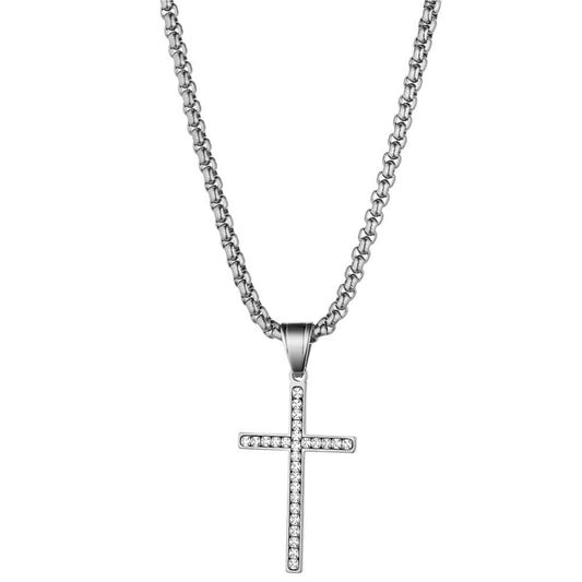 Simple Fashion Cross Chain Stainless Steel Necklace For Women Men Gold Color Necklace Religious Christian Jewelry